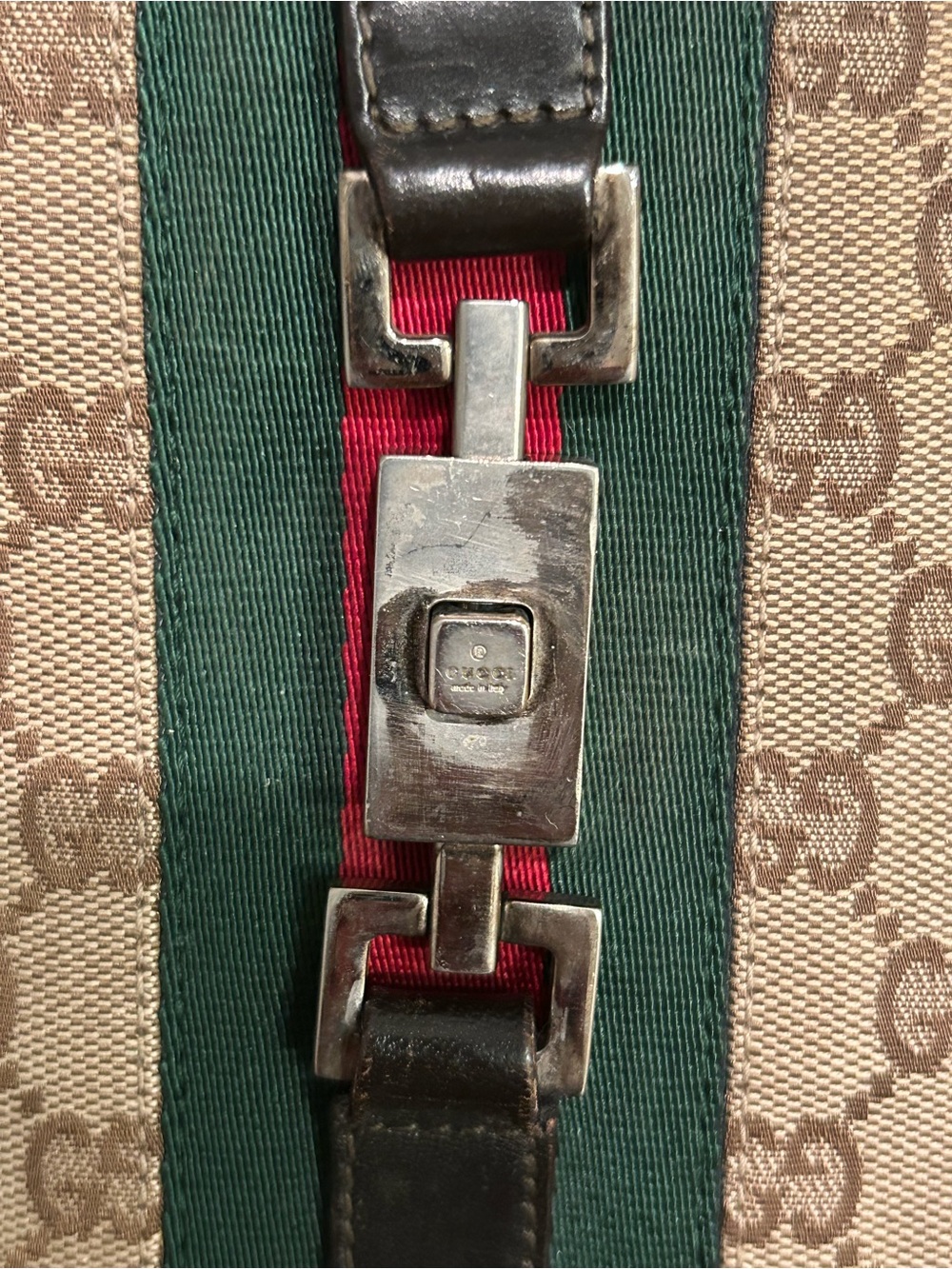 Gucci Jackie Original Web Shoulder Bag Leather and GG Canvas Medium - Picture 16 of 16